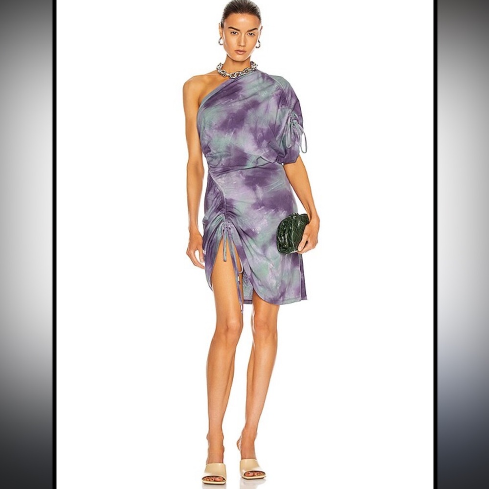 IRO Tarolie Elegant Purple Tie-Dye One-Shoulder Dress